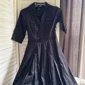White House Black Market Black Dress with White Dots